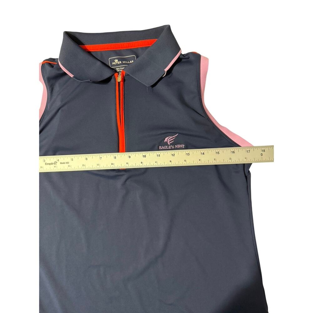 Peter Millar Women’s M Golf Tank Polo Navy Pink Eagles Nest UPF 50+ - Picture 6 of 11